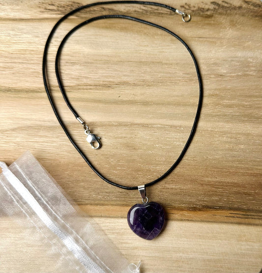 Amethist ketting hart donkerkleurig