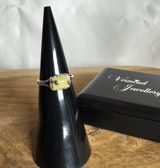 Gele Barnsteen 925 Zilveren Ring 17