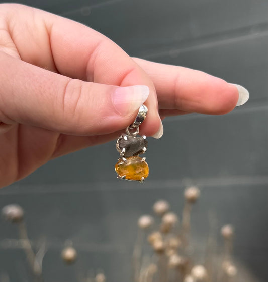 Moldaviet en Amber Hanger 925 Zilver A6