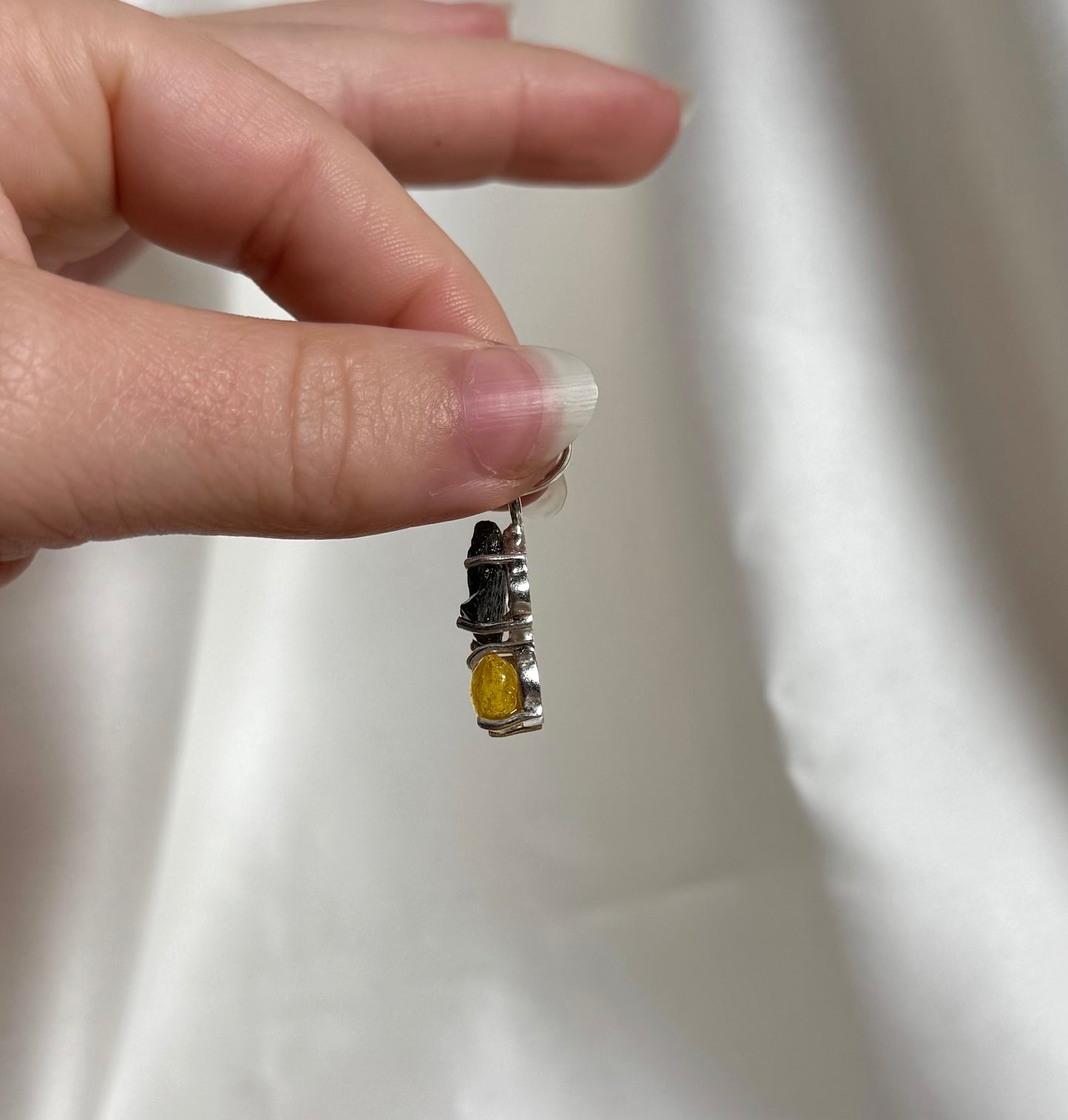 Moldaviet en Amber Hanger 925 Zilver A5