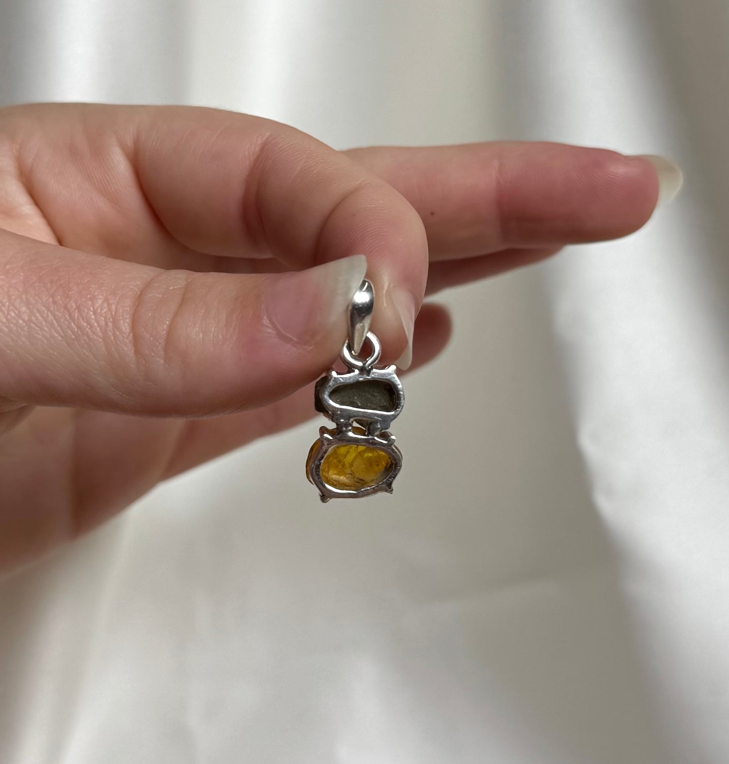 Moldaviet en Amber Hanger 925 Zilver A6