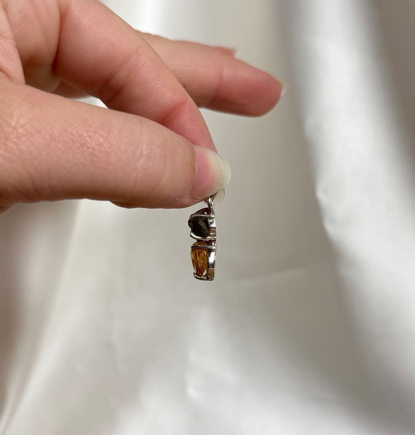 Moldaviet en Amber Hanger 925 Zilver A6