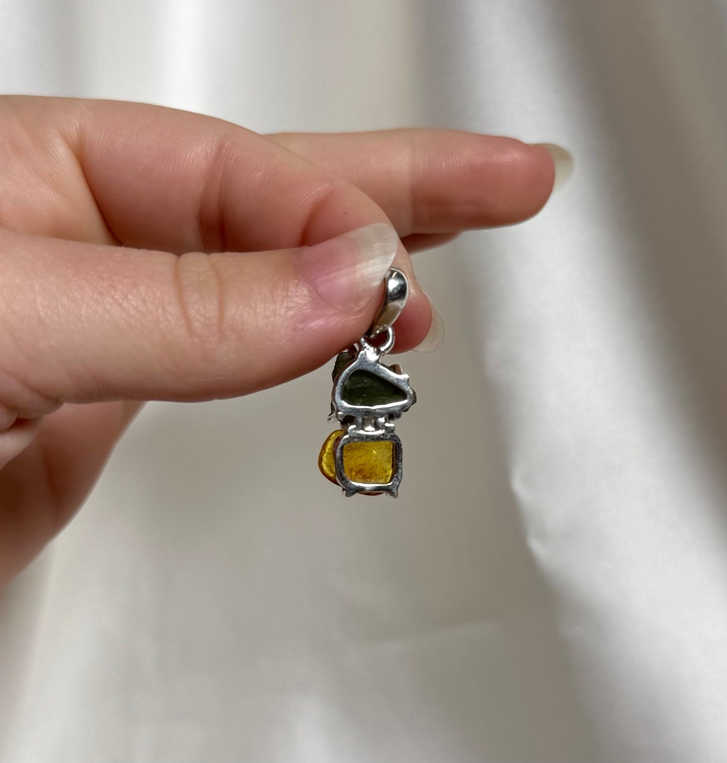 Moldaviet en Amber Hanger 925 Zilver A8