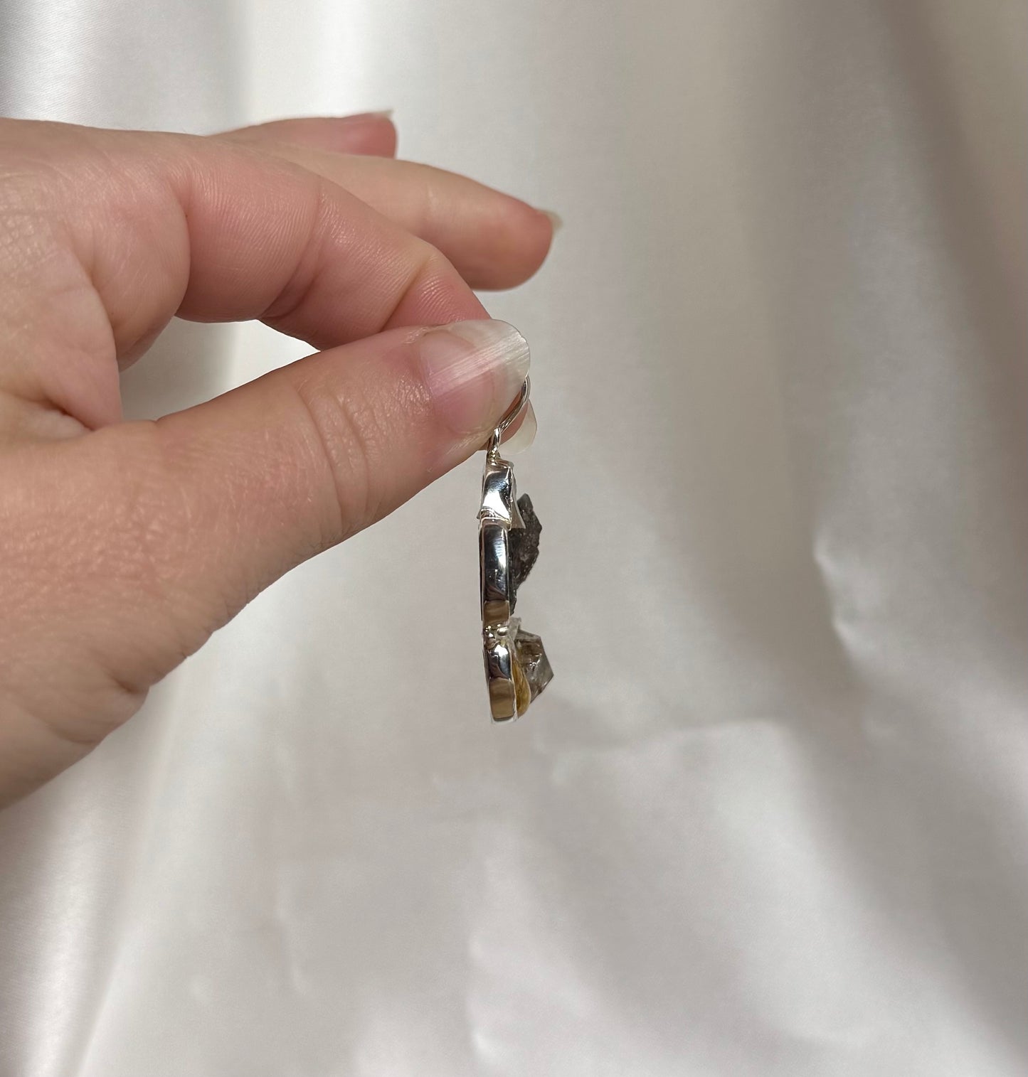 Moldaviet/LDG/Herkimer Diamant/Amber Hanger 925 Zilver A21