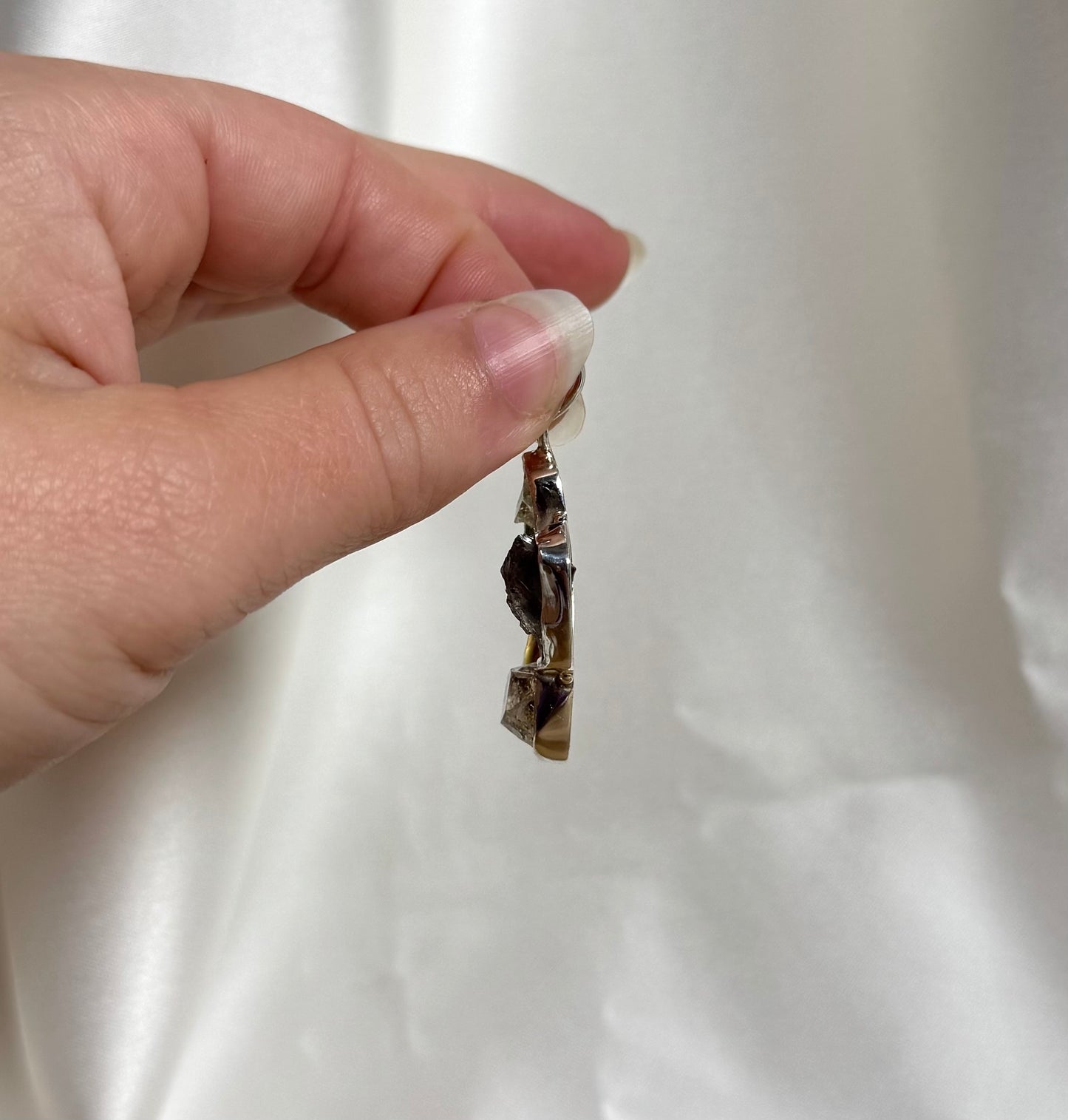Moldaviet/LDG/Herkimer Diamant/Amber Hanger 925 Zilver A21