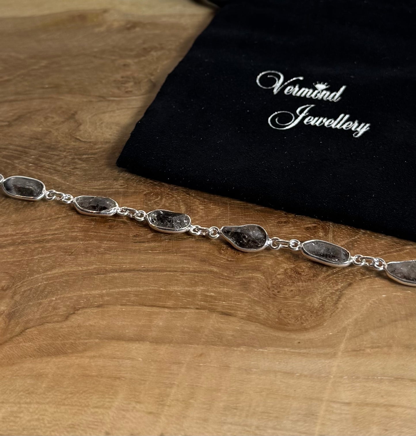 Toermalijn In Kwarts Ruw Armband 925 Zilver