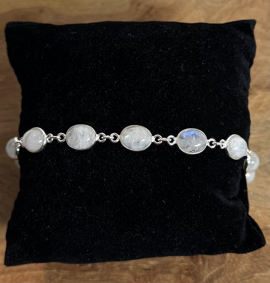 Regenboog Maansteen Armband 925 Zilver