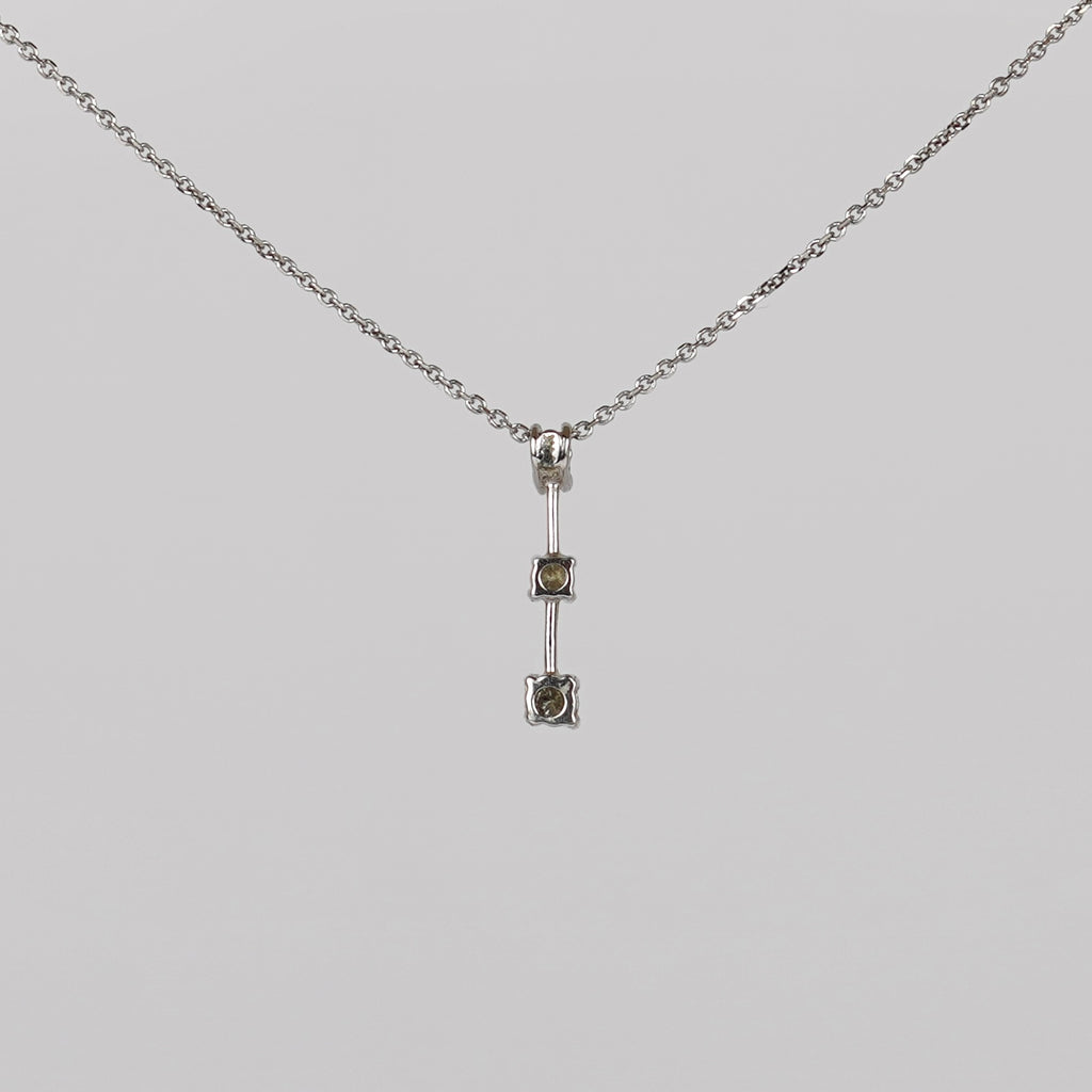14 Karaat Witgouden Ketting met 3 Natuurlijke Diamanten
