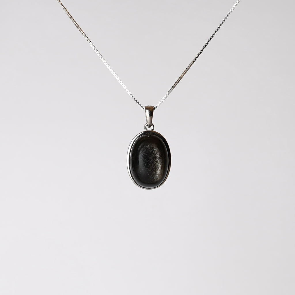 Zilver Obsidiaan 925 Zilver Ketting K46