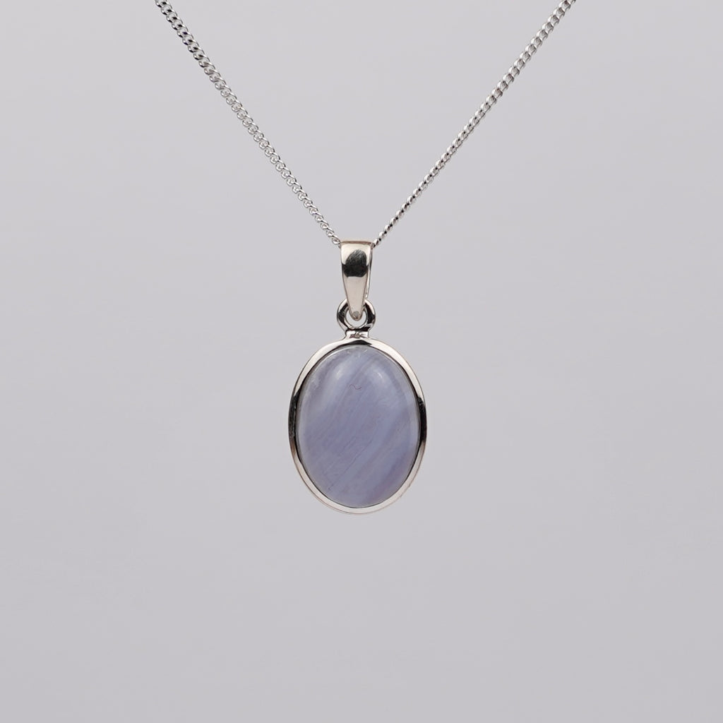 Blue Lace Agaat 925 Zilver Ketting K7