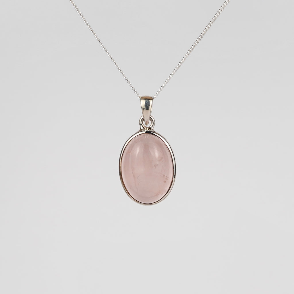 Rozenkwarts 925 Zilver Ketting K29
