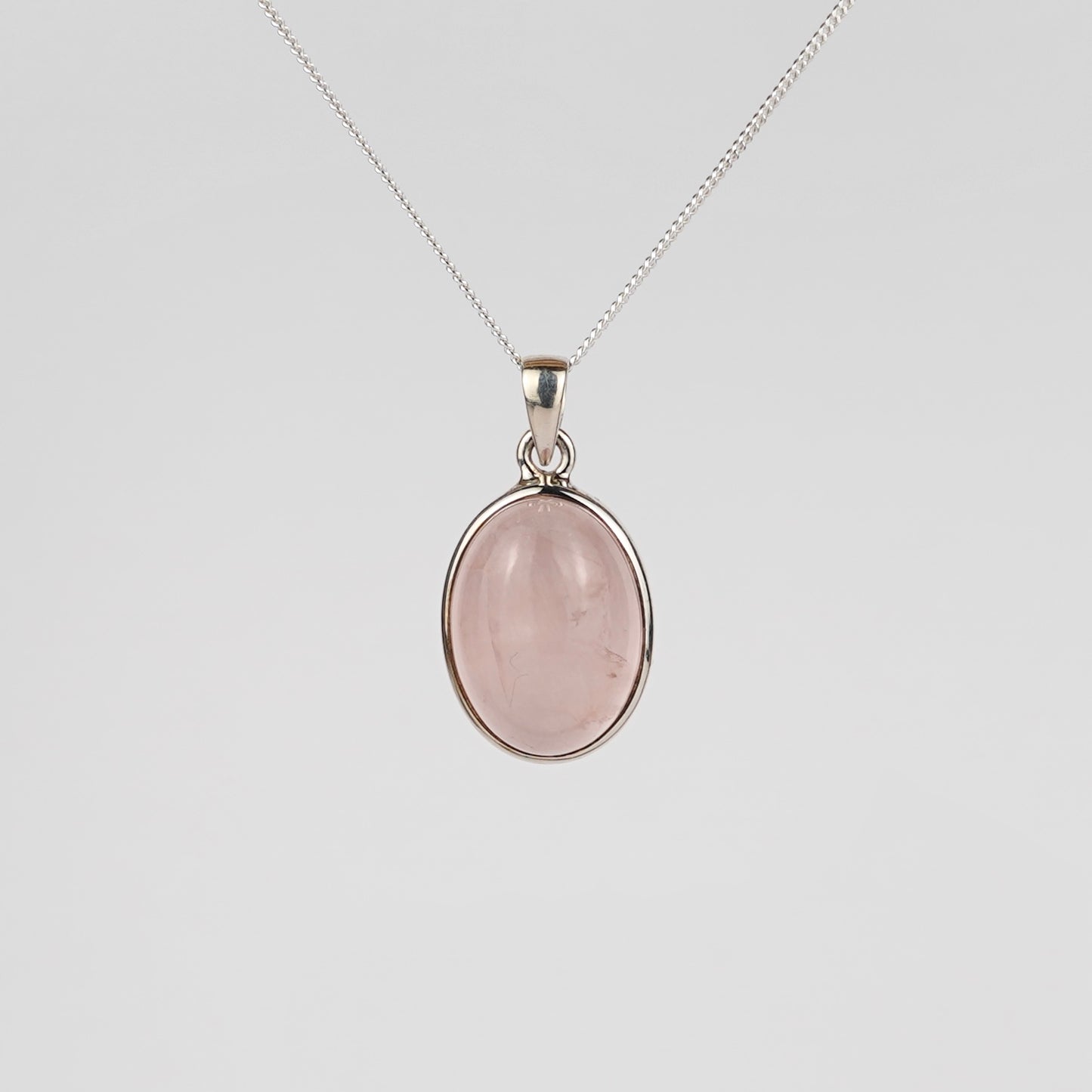 Rozenkwarts 925 Zilver Ketting