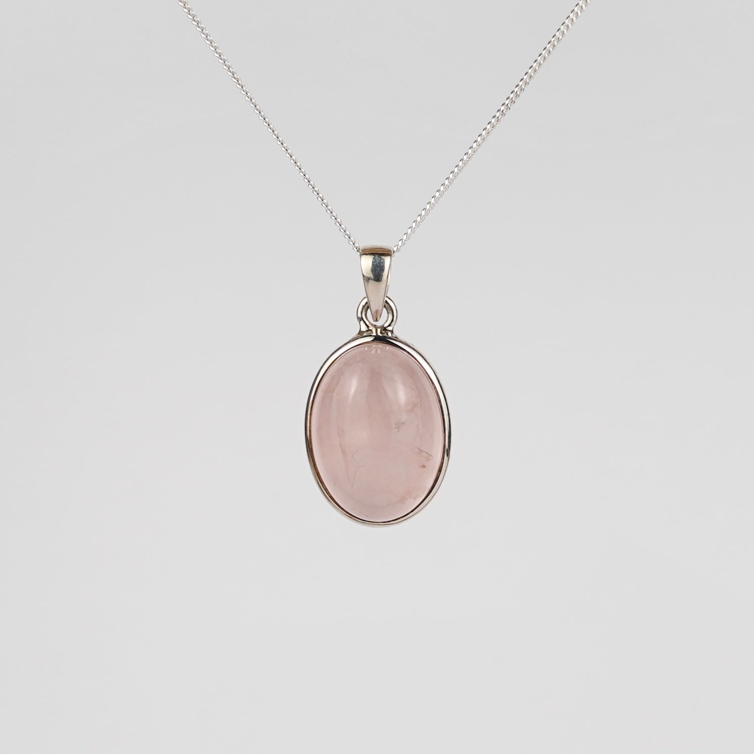 Rozenkwarts 925 Zilver Ketting K29