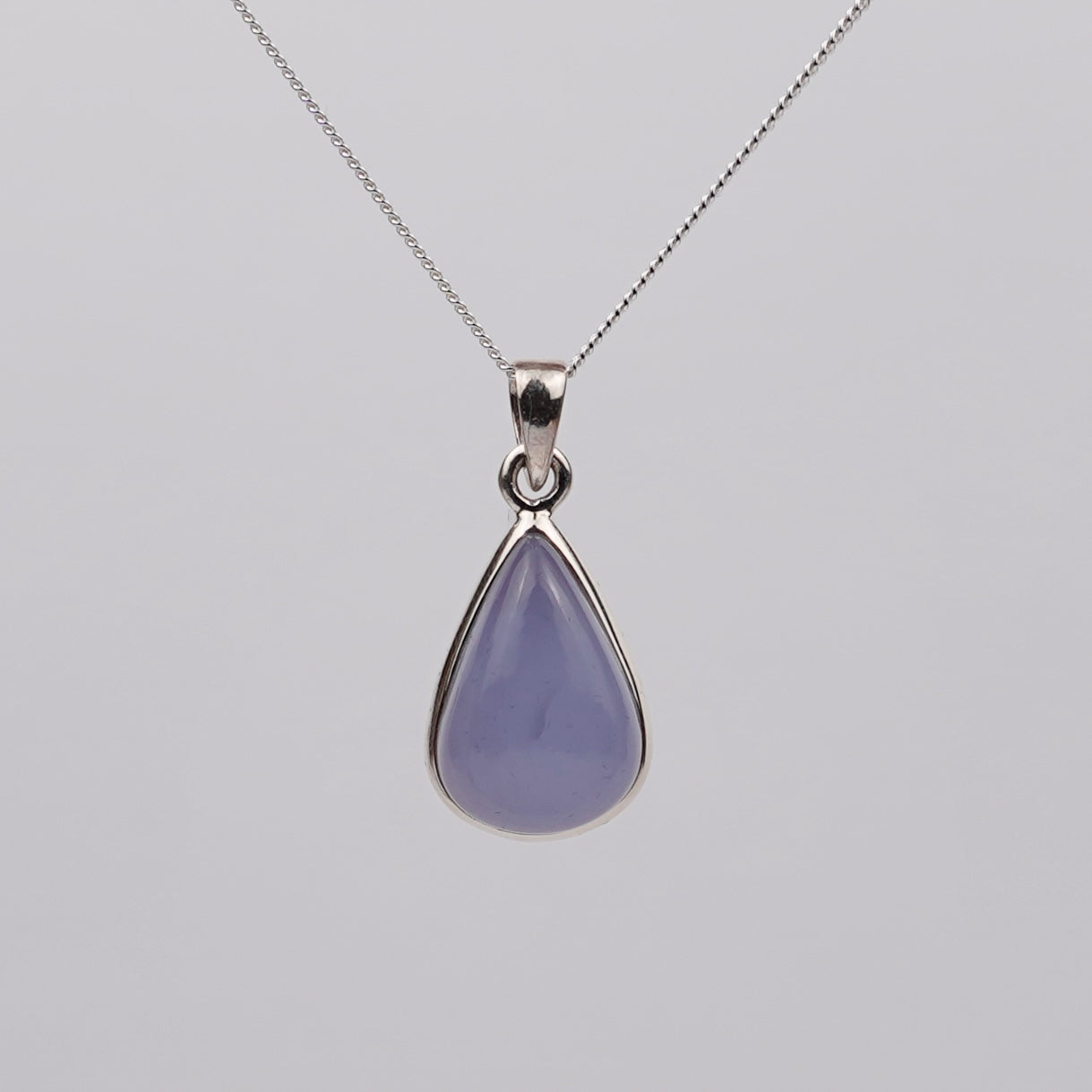 Blauwe Chalcedoon 925 Zilver Ketting