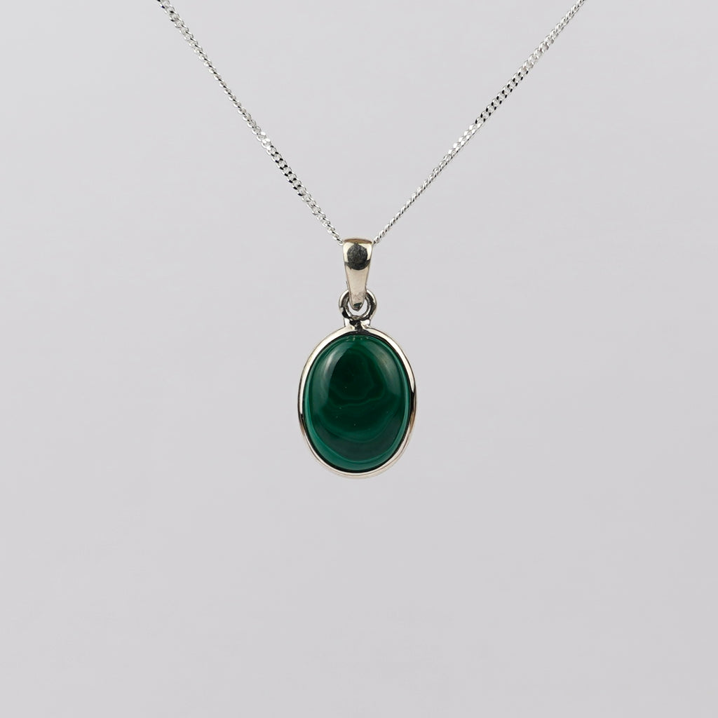 Malachiet 925 Zilver Ketting K17