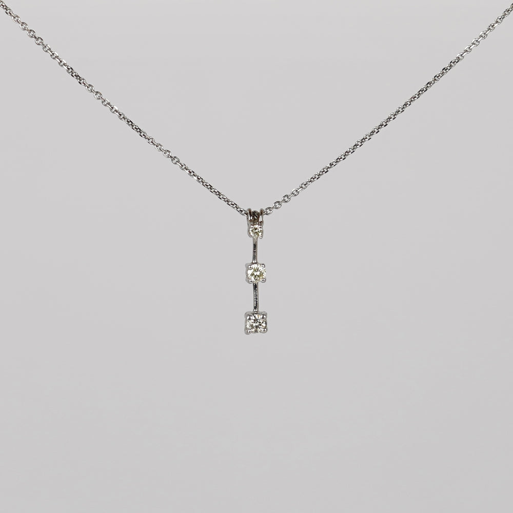 14 Karaat Witgouden Ketting met 3 Natuurlijke Diamanten