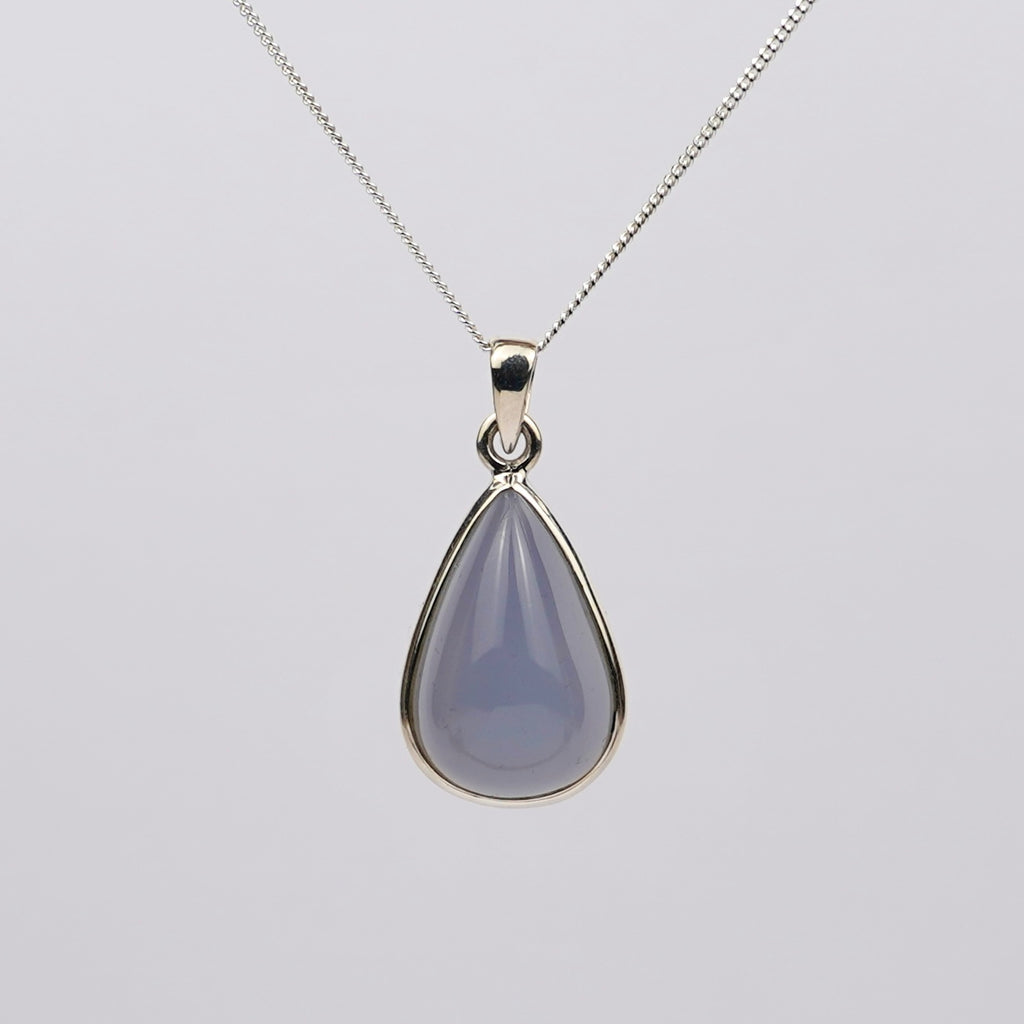 Blauwe Chalcedoon 925 Zilver Ketting K5