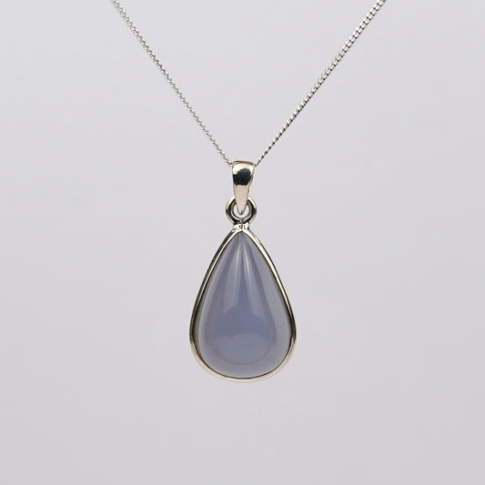 Blauwe Chalcedoon 925 Zilver Ketting