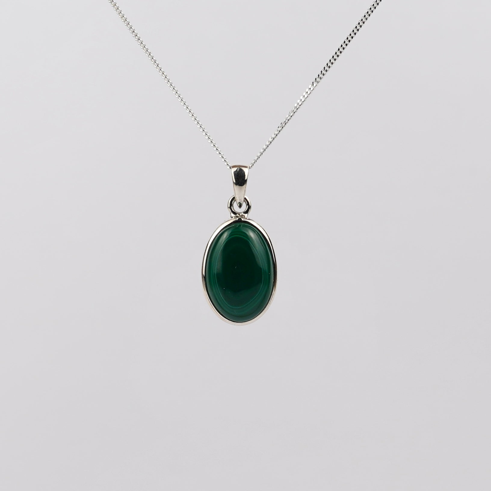 Malachiet 925 Zilver Ketting K16