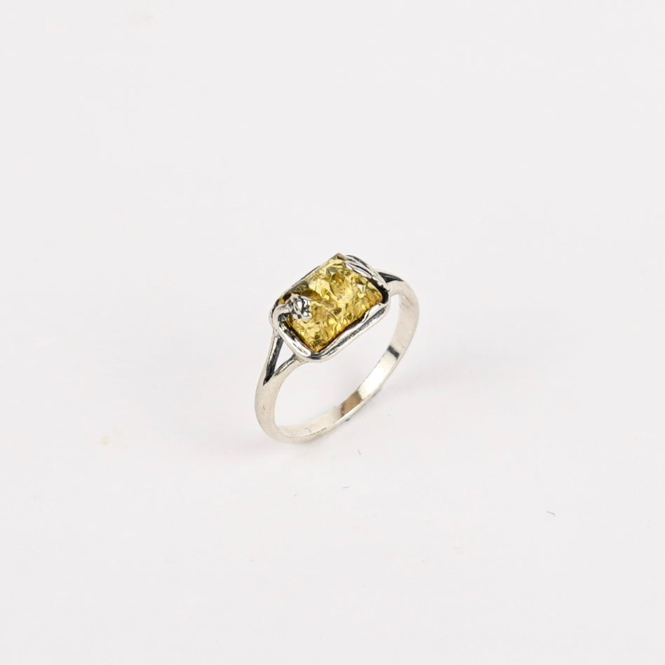 Gele Amber Ring 925 Zilver