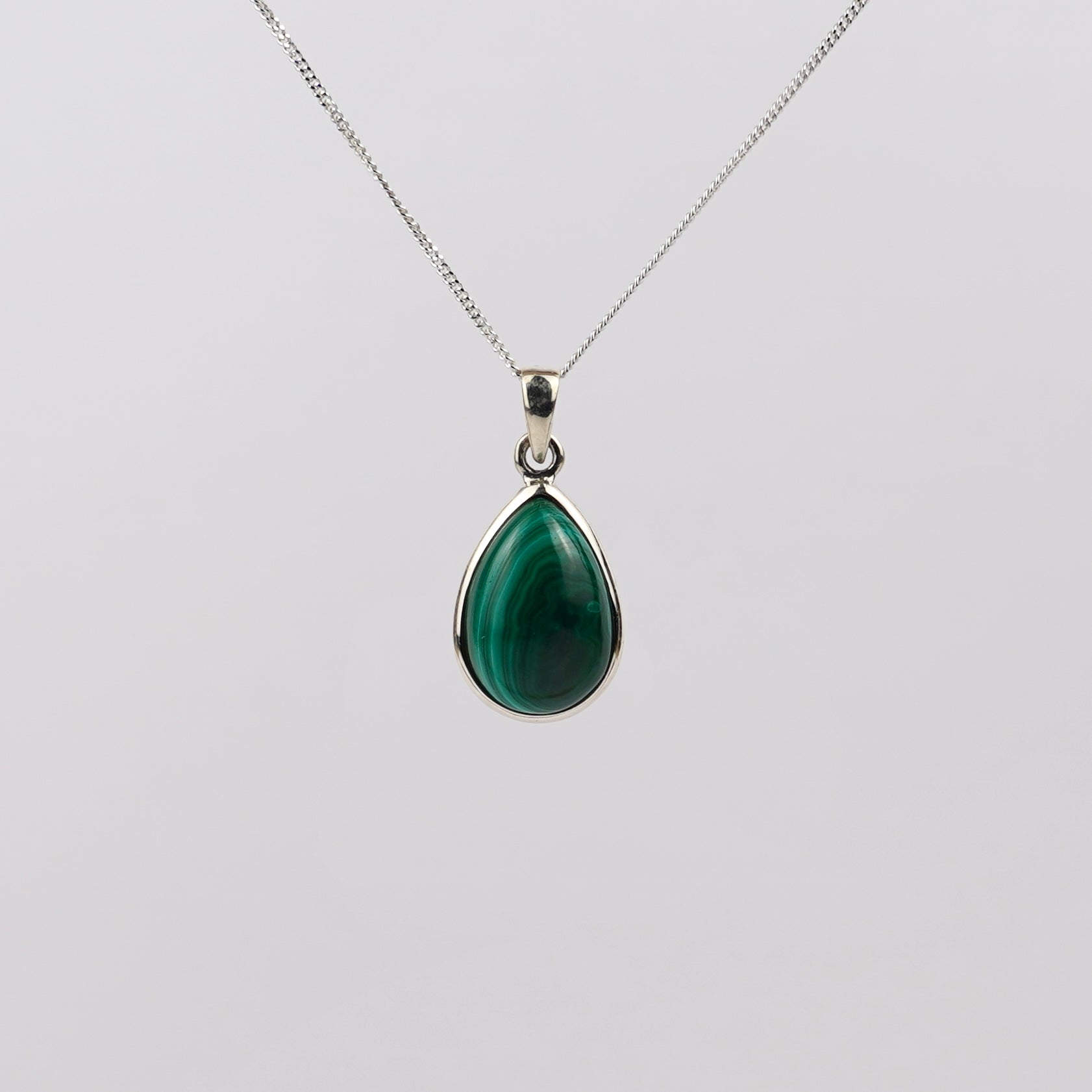 Malachiet 925 Zilver Ketting K18