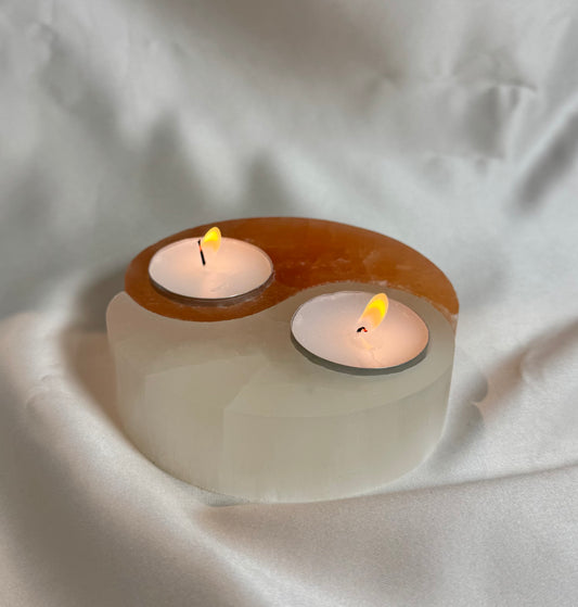 Yin en Yang Seleniet Theelichthouder