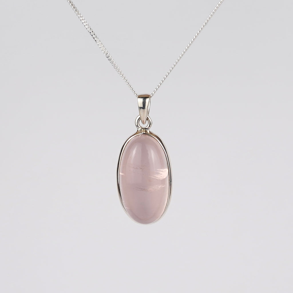 Rozenkwarts 925 Zilver Ketting K30