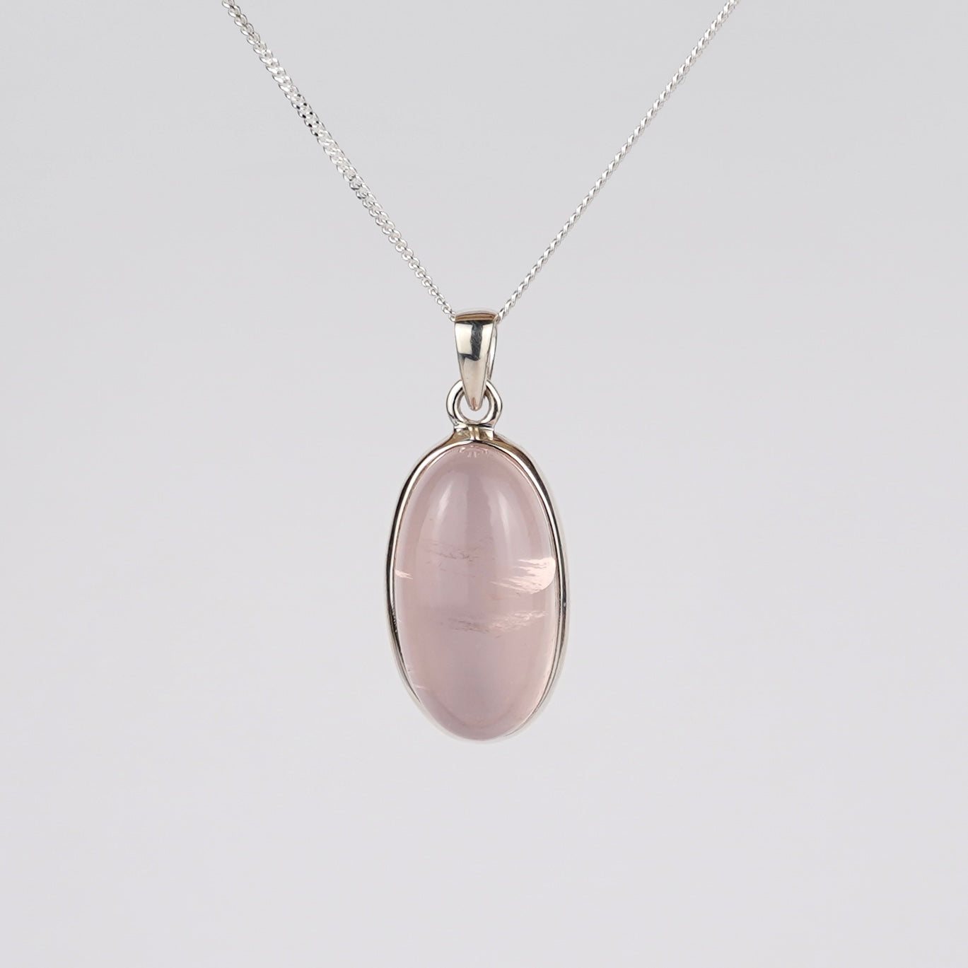 Rozenkwarts 925 Zilver Ketting K30