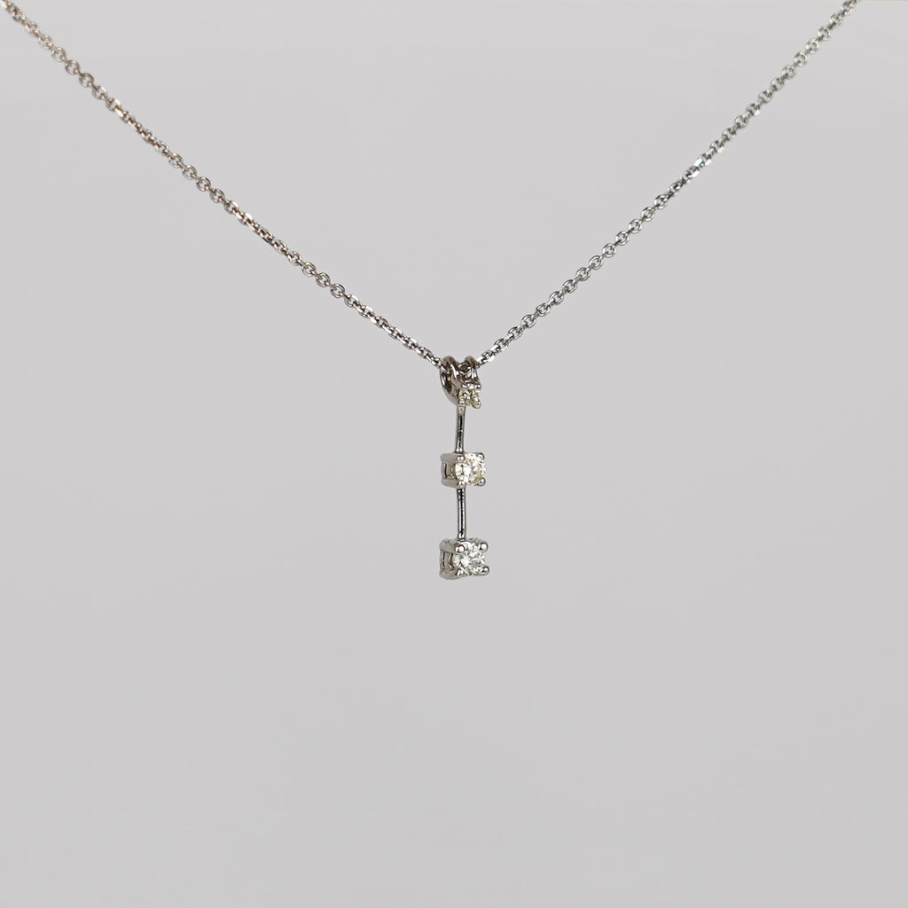 14 Karaat Witgouden Ketting met 3 Natuurlijke Diamanten