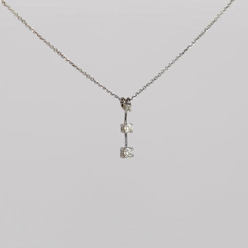 14 Karaat Witgouden Ketting met 3 Natuurlijke Diamanten