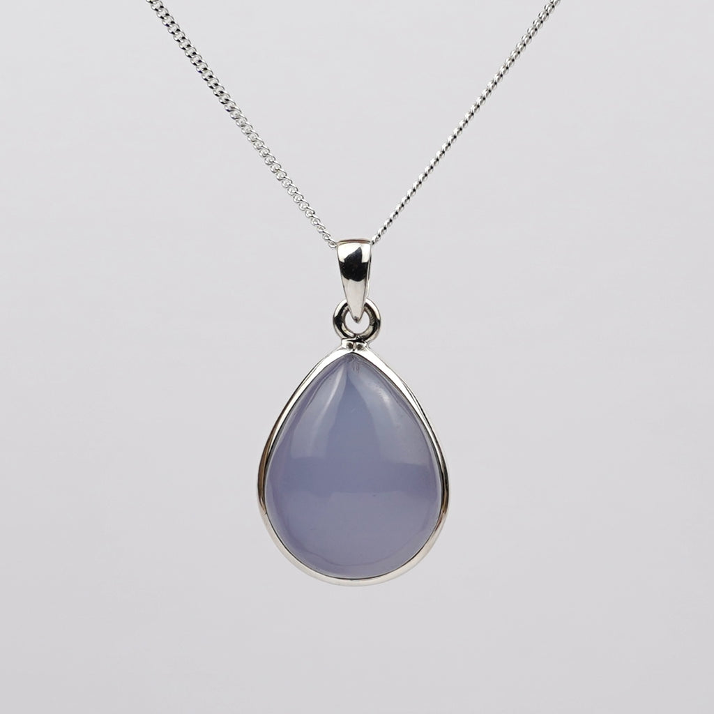 Blauwe Chalcedoon 925 Zilver Ketting K3
