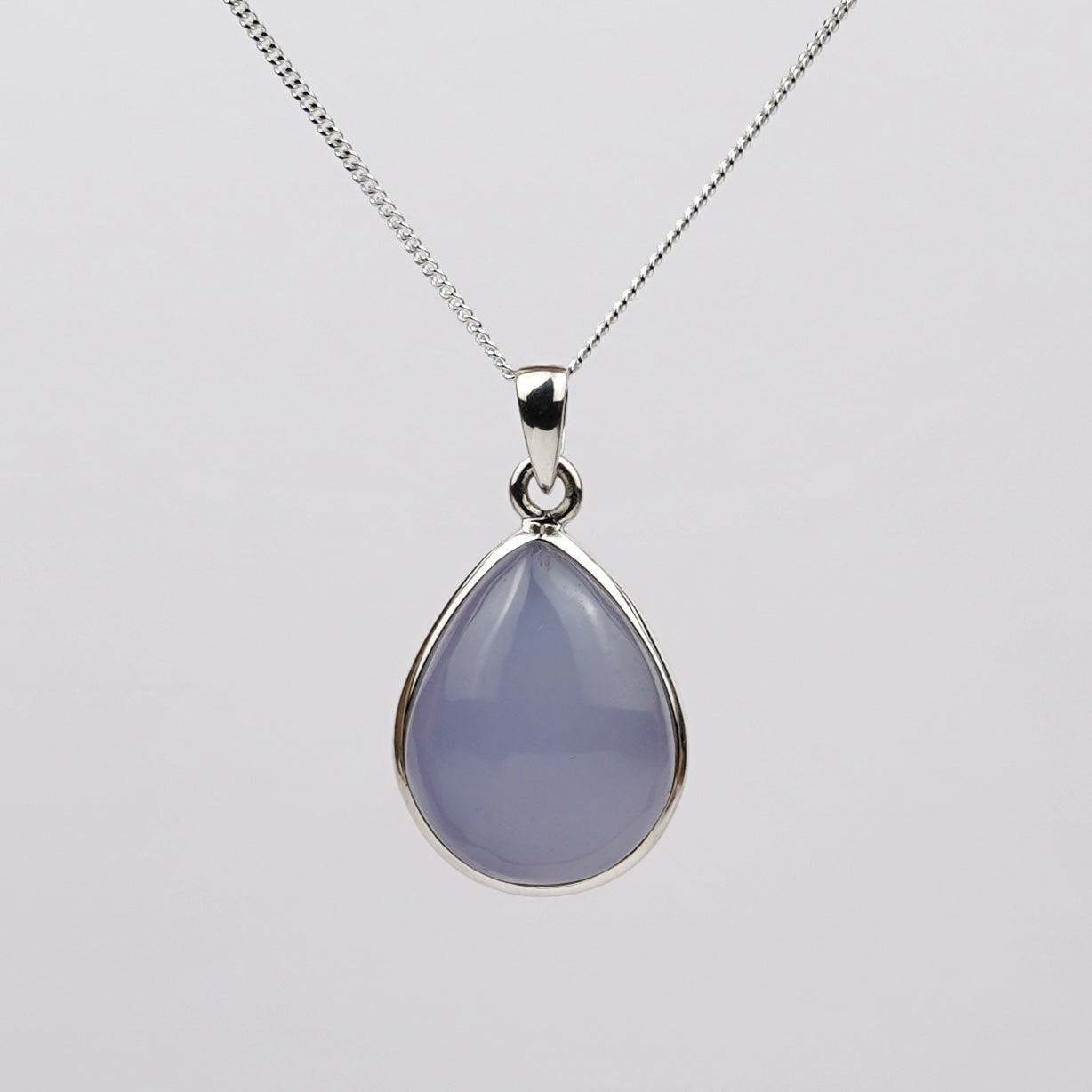 Blauwe Chalcedoon 925 Zilver Ketting