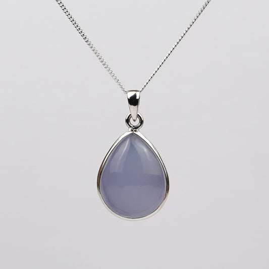 Blauwe Chalcedoon 925 Zilver Ketting