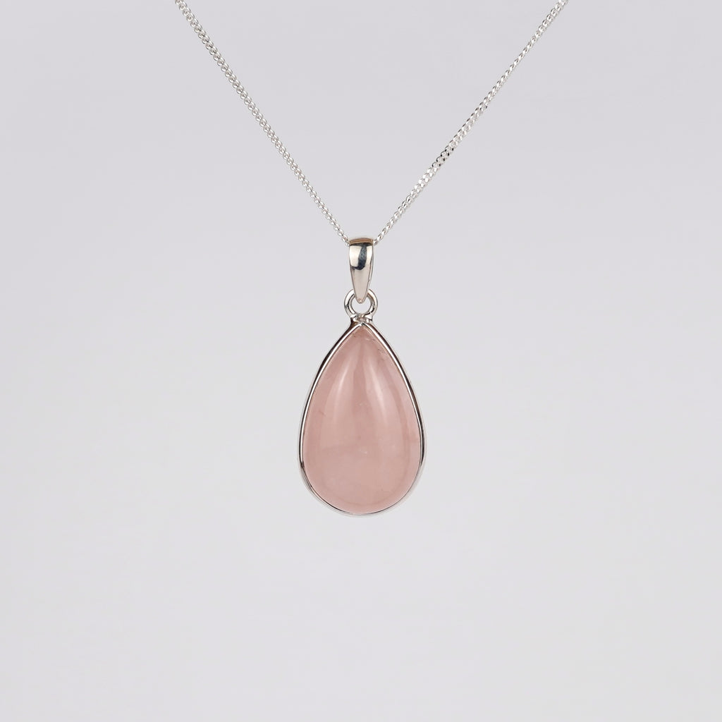 Rozenkwarts 925 Zilver Ketting K31