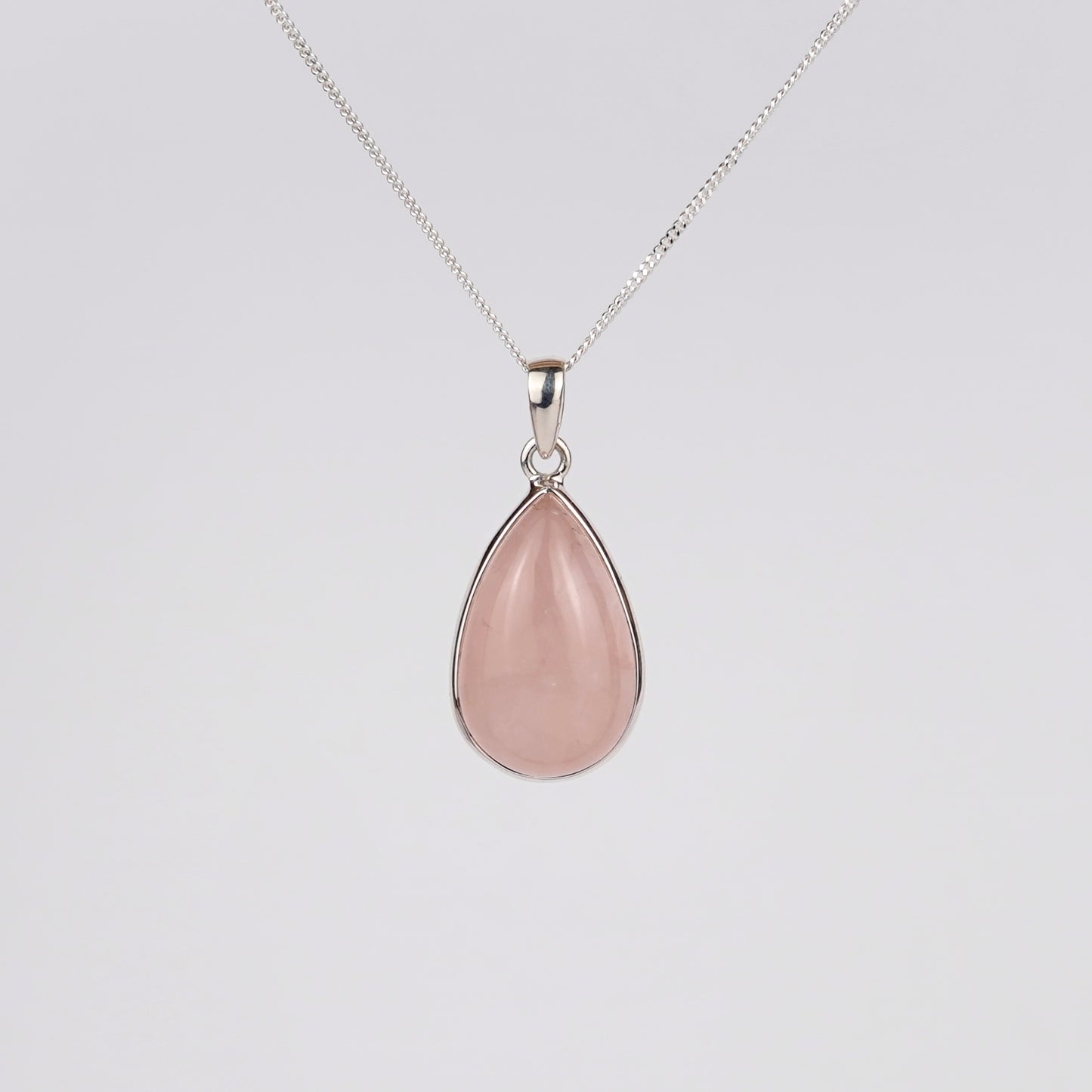 Rozenkwarts 925 Zilver Ketting