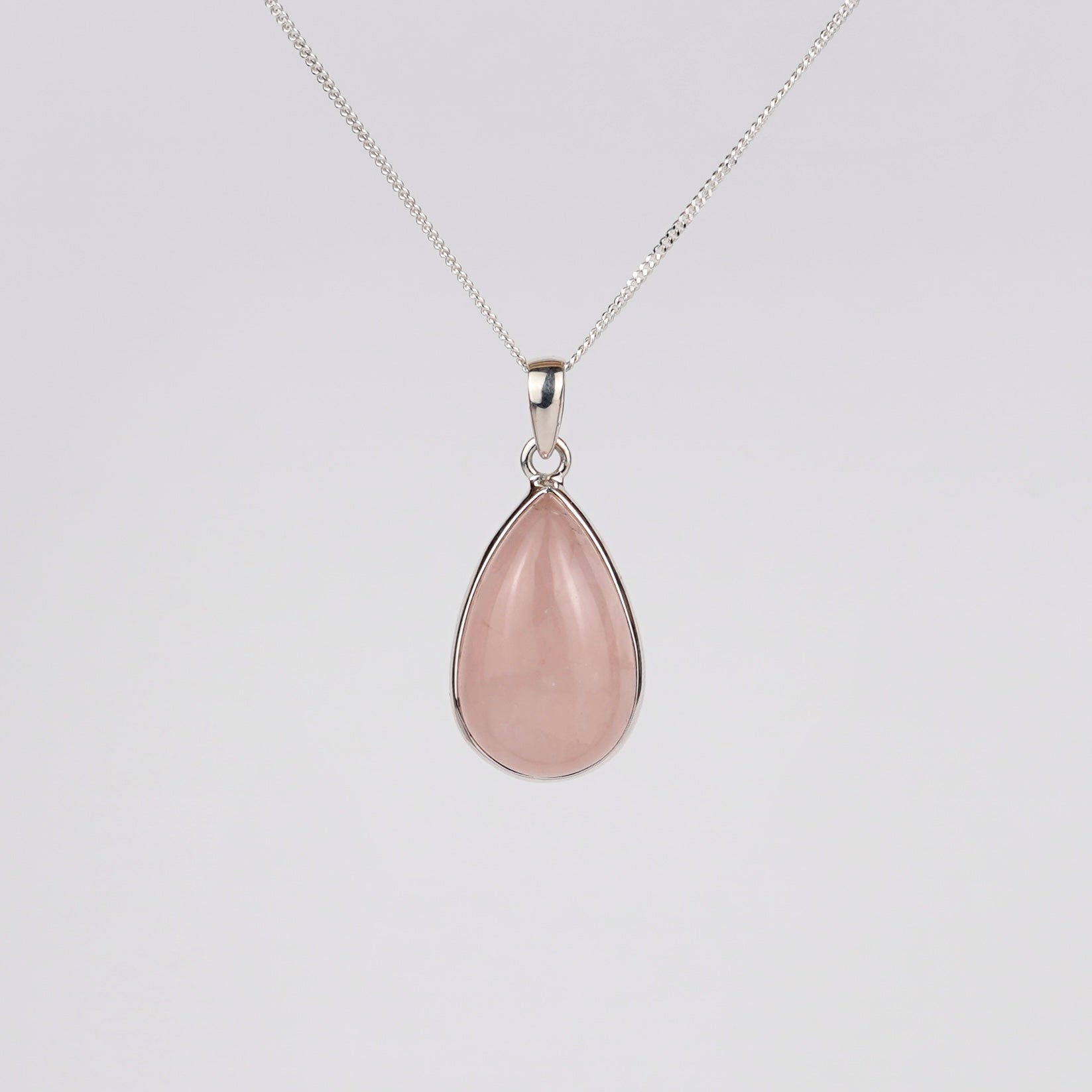 Rozenkwarts 925 Zilver Ketting K31