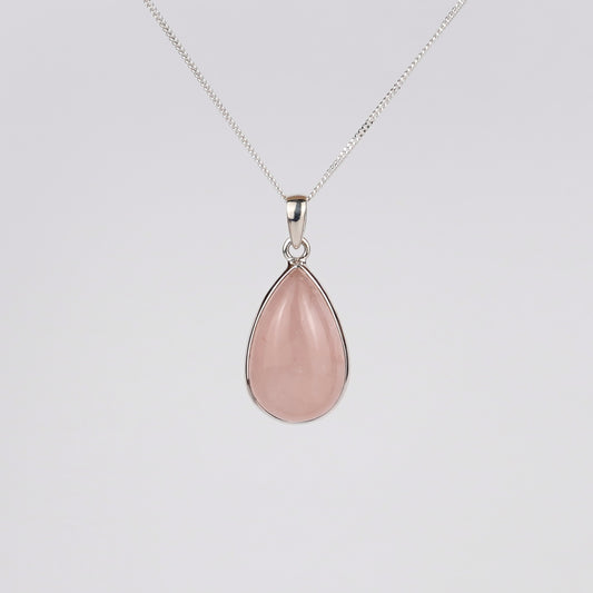 Rozenkwarts 925 Zilver Ketting