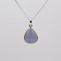 Blauwe Chalcedoon 925 Zilver Ketting K4