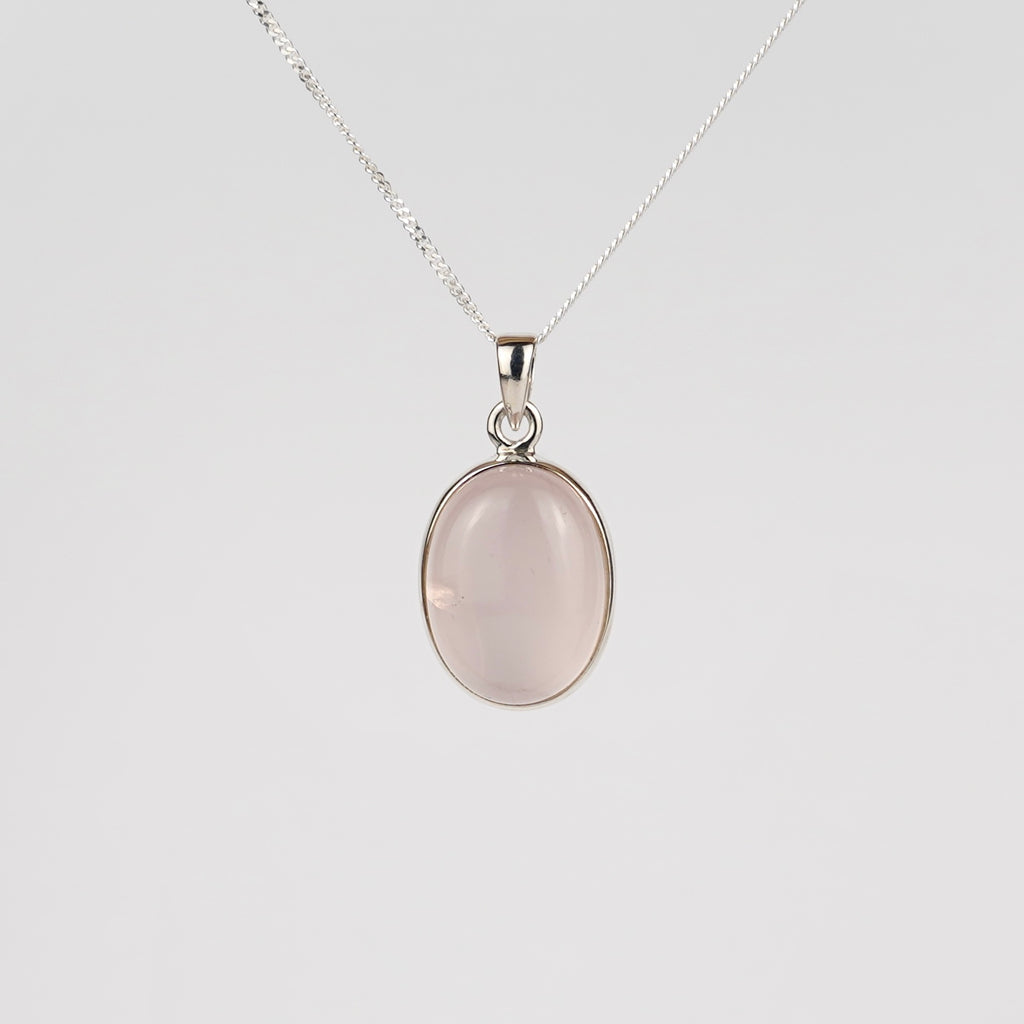 Rozenkwarts 925 Zilver Ketting K32
