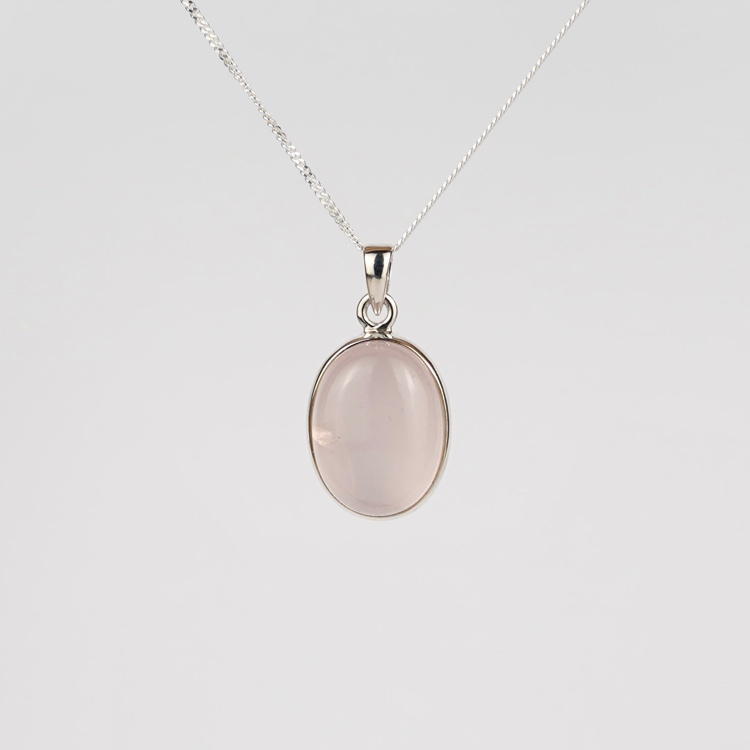 Rozenkwarts 925 Zilver Ketting K32