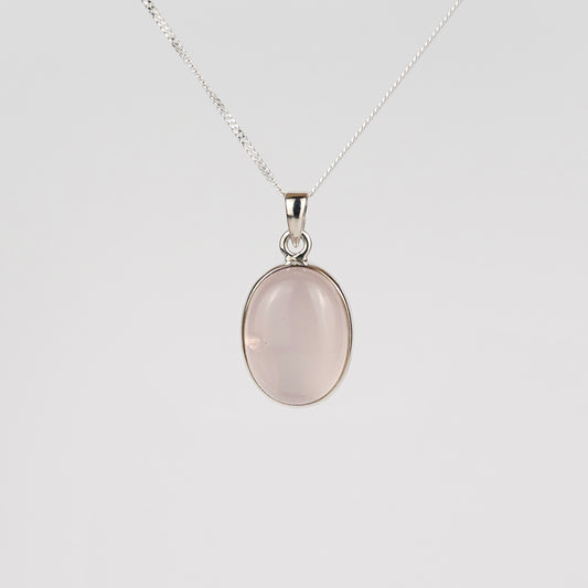 Rozenkwarts 925 Zilver Ketting