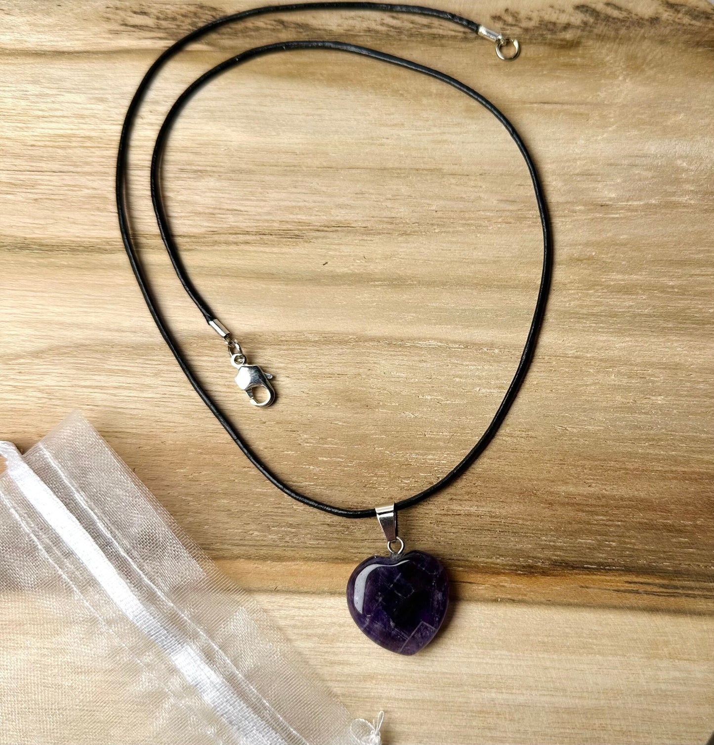 Amethist ketting hart donkerkleurig