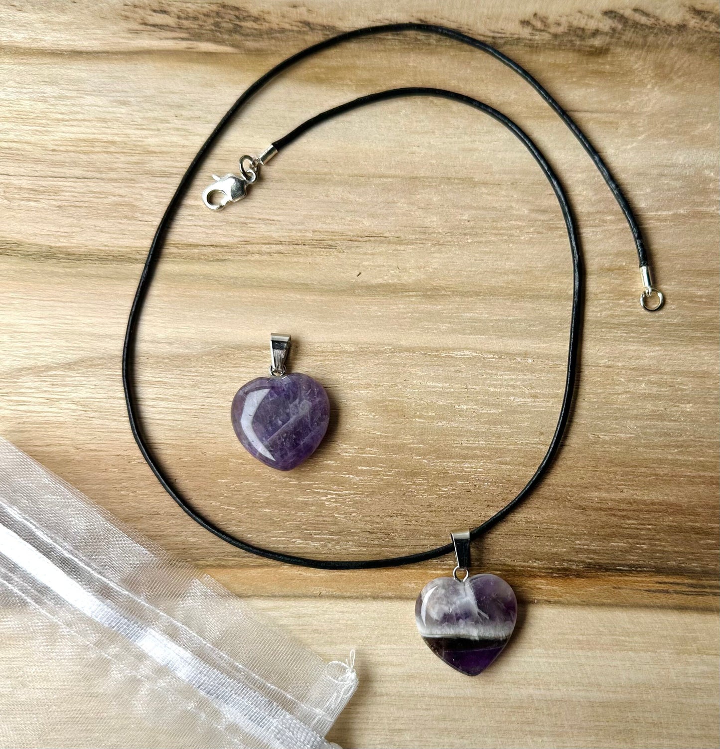 Amethist ketting hart lichtkleurig