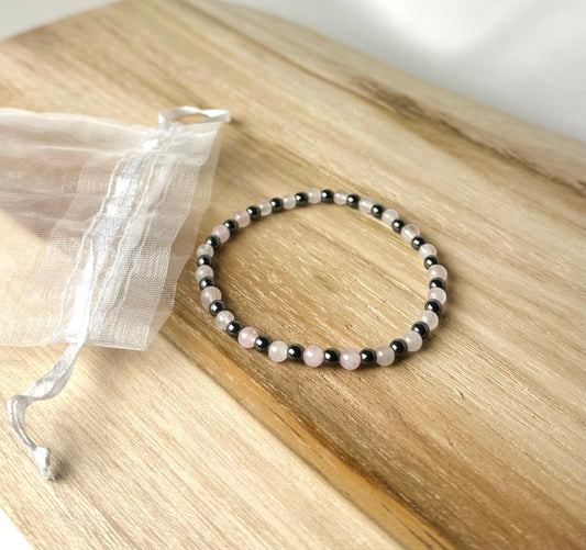 Rozenkwarts/Hematiet Kogel Armband