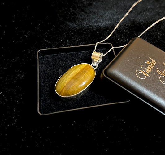 Tijgeroog Ketting India Zilver