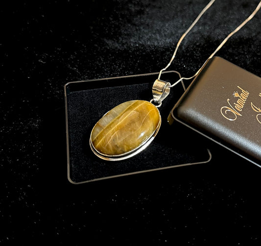 Tijgeroog Ketting India Zilver