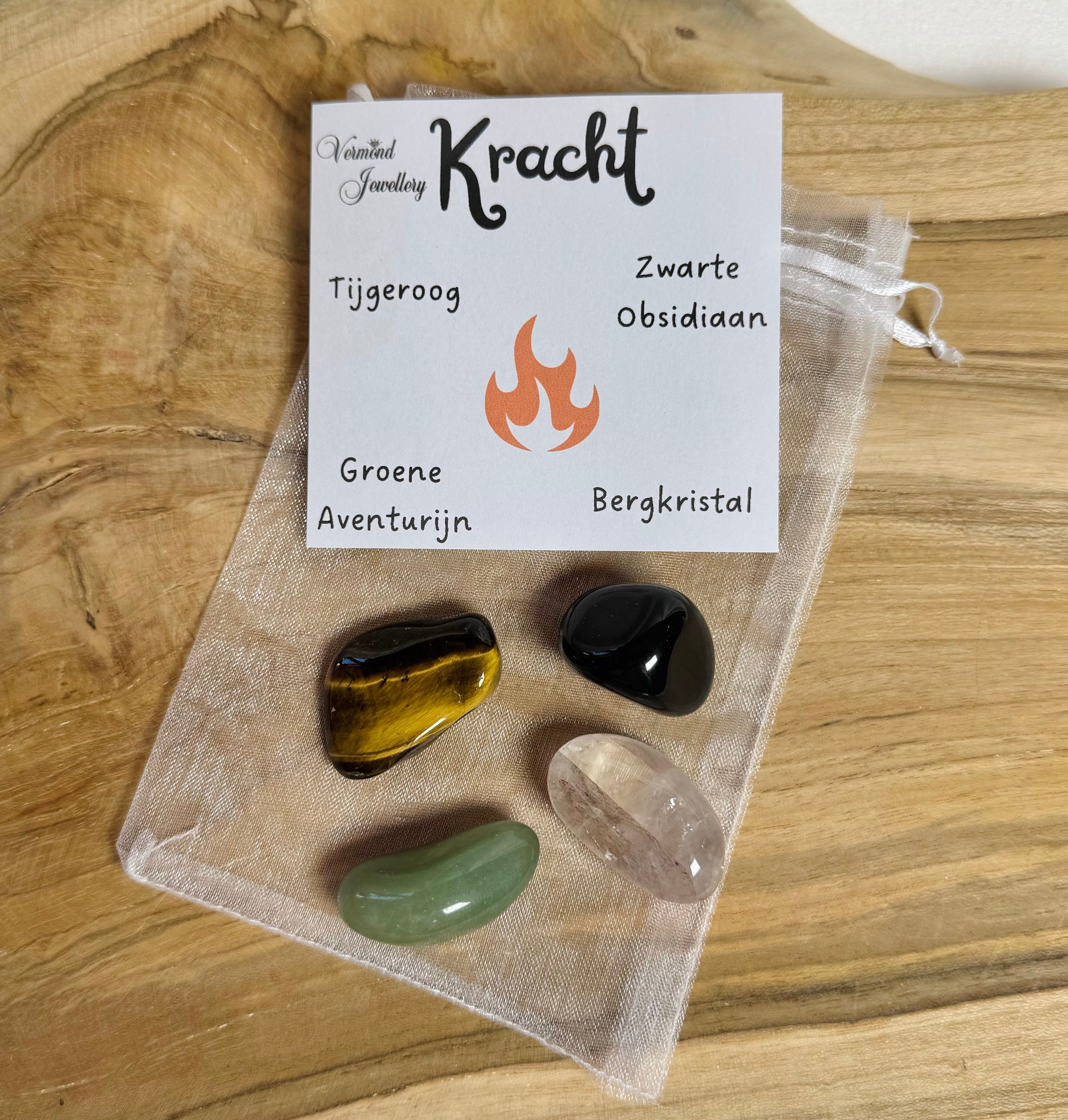 Kracht trommelstenen zakje