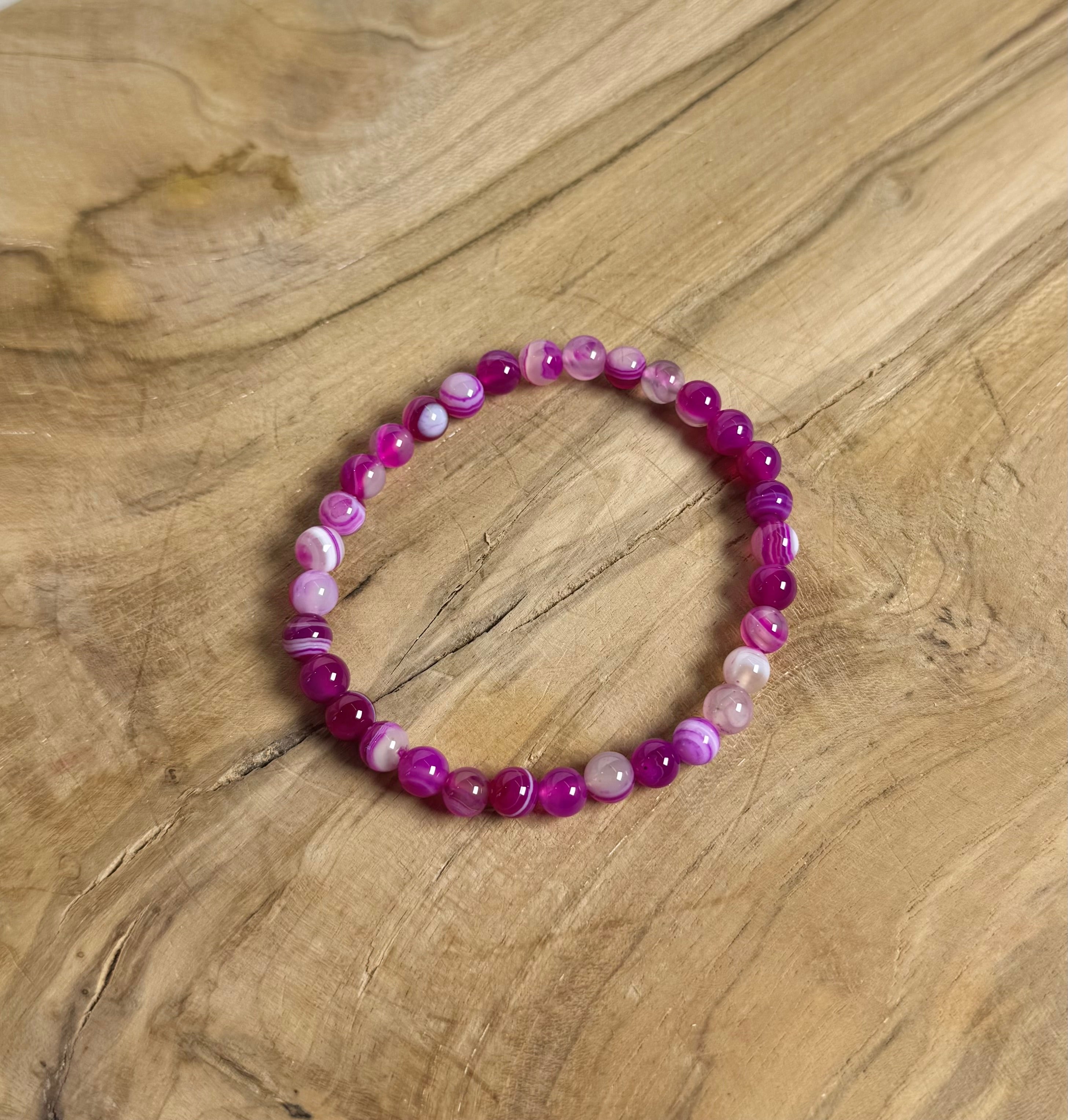 Roze Agaat Kogel Armband