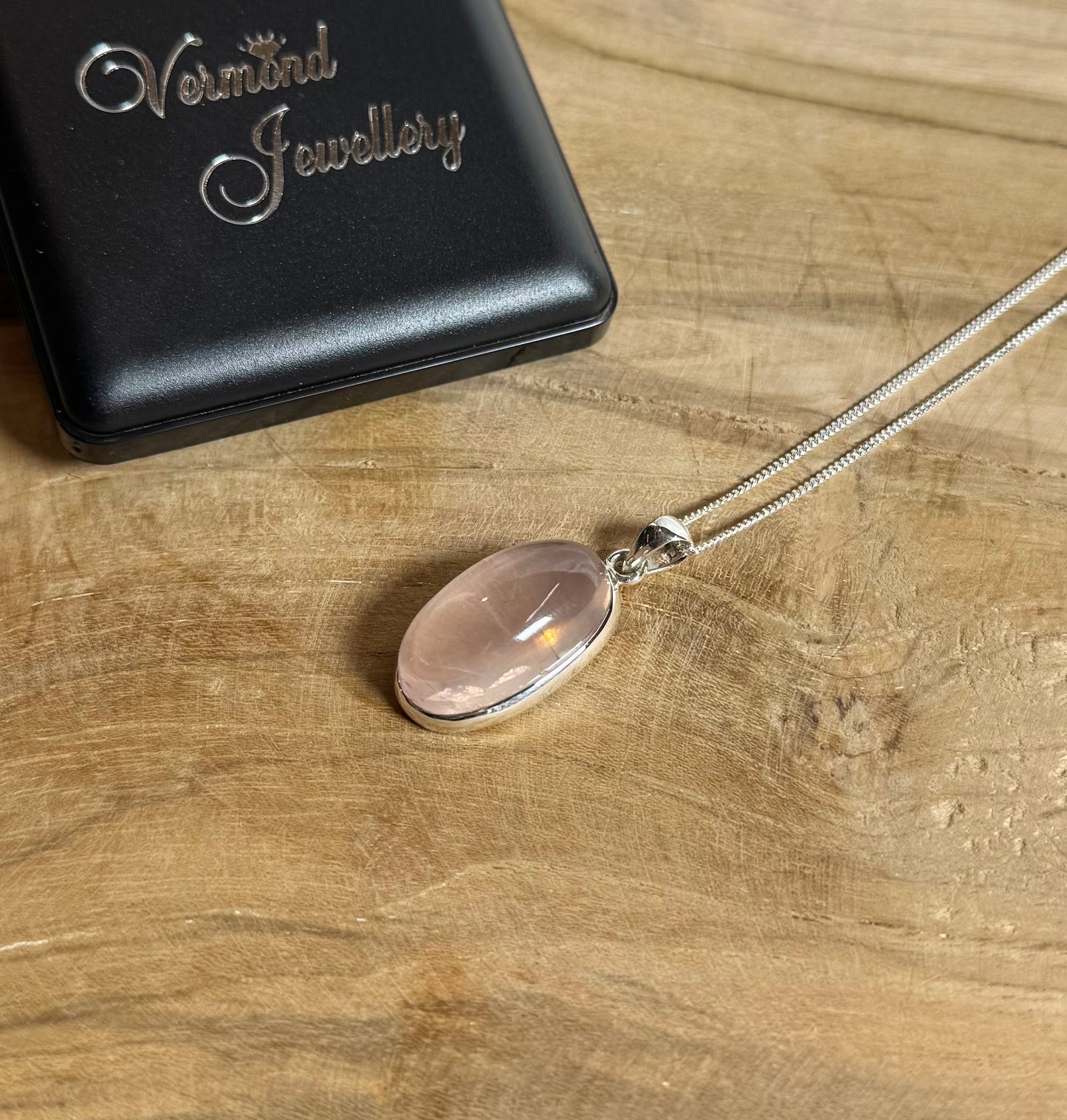 Rozenkwarts 925 Zilver Ketting