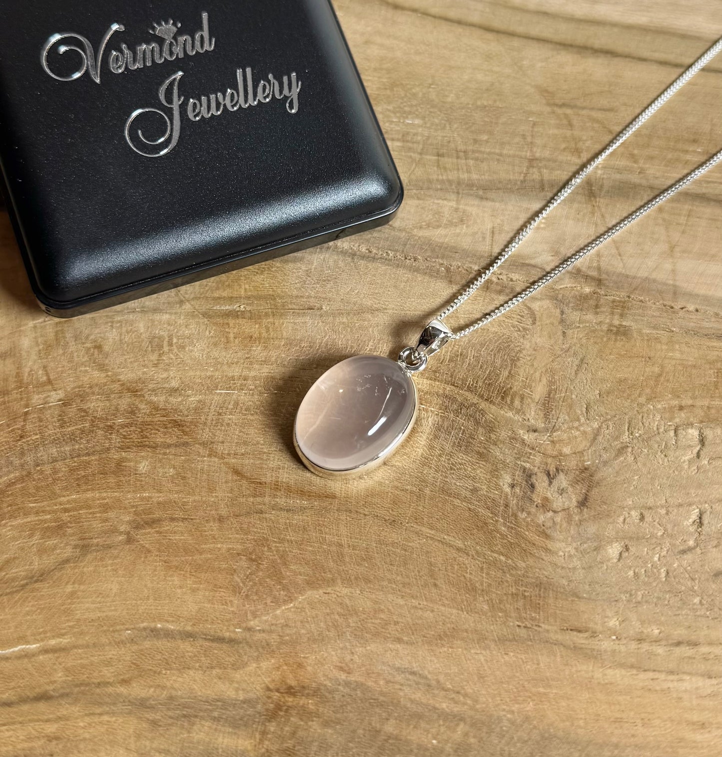 Rozenkwarts 925 Zilver Ketting